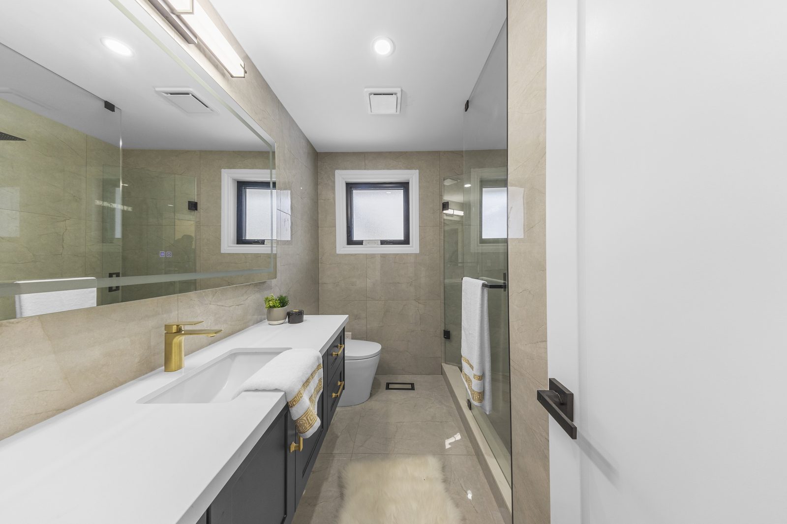 Primary bathroom with glass shower